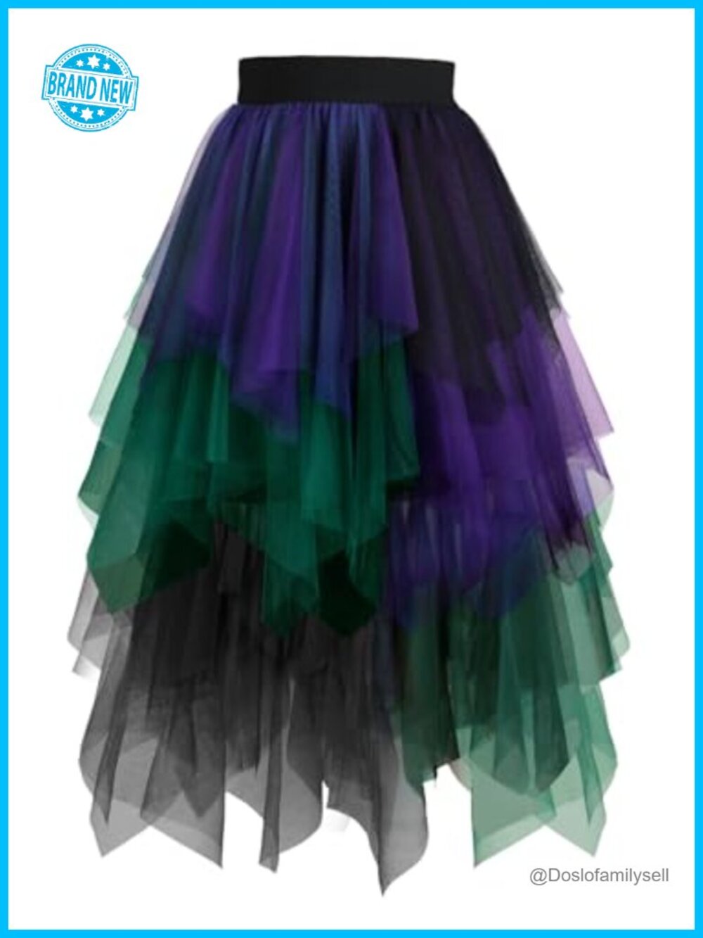 Women's Layered Tulle Midi Skirt High Elastic Waist A-Line Tutu